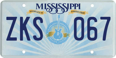 MS license plate ZKS067