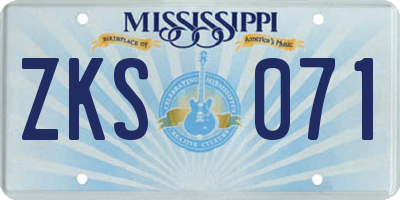 MS license plate ZKS071