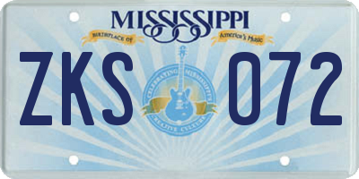 MS license plate ZKS072