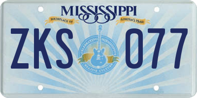 MS license plate ZKS077