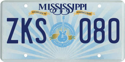 MS license plate ZKS080