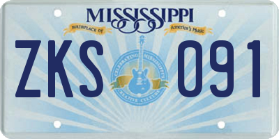 MS license plate ZKS091