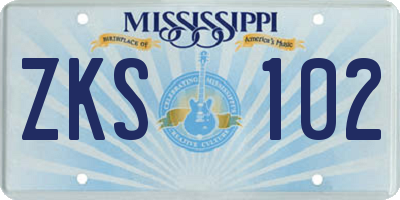 MS license plate ZKS102