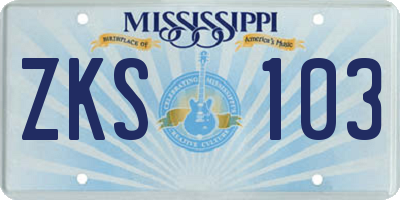 MS license plate ZKS103