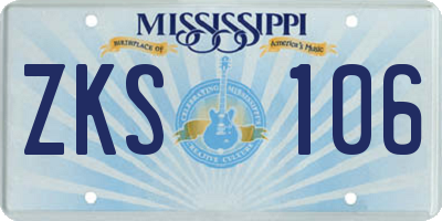 MS license plate ZKS106