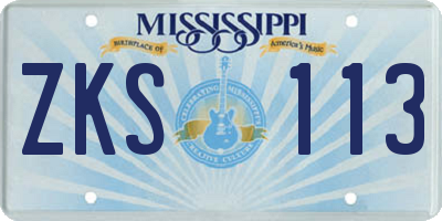 MS license plate ZKS113