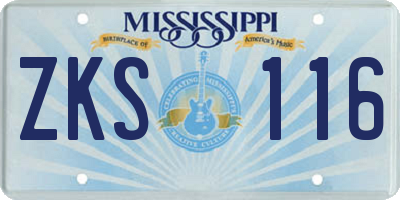 MS license plate ZKS116