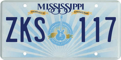 MS license plate ZKS117