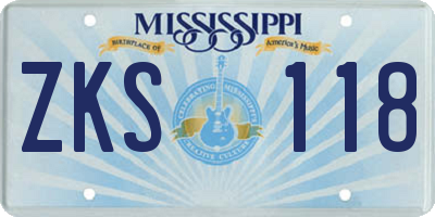 MS license plate ZKS118