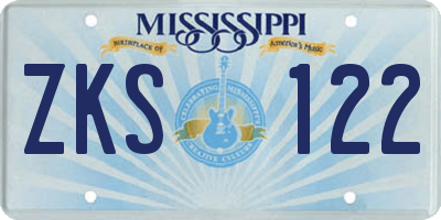 MS license plate ZKS122