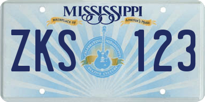 MS license plate ZKS123