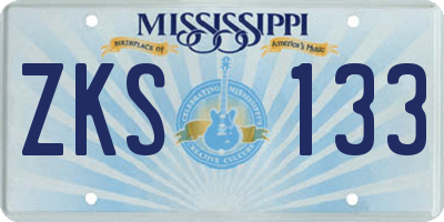 MS license plate ZKS133