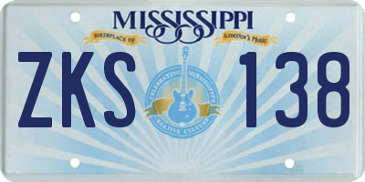 MS license plate ZKS138