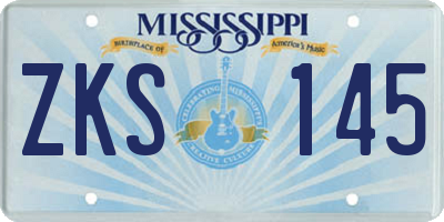 MS license plate ZKS145