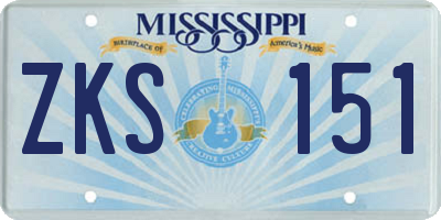 MS license plate ZKS151