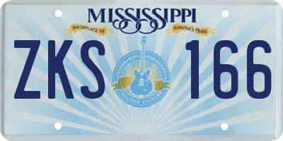 MS license plate ZKS166