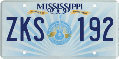 MS license plate ZKS192