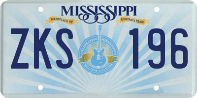MS license plate ZKS196