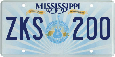 MS license plate ZKS200
