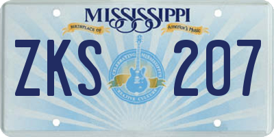 MS license plate ZKS207