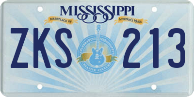 MS license plate ZKS213