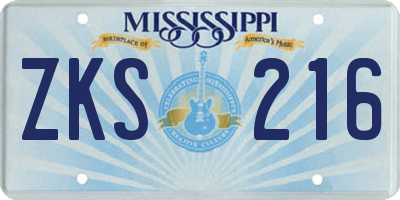 MS license plate ZKS216