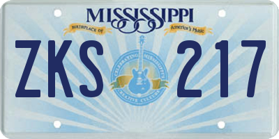 MS license plate ZKS217