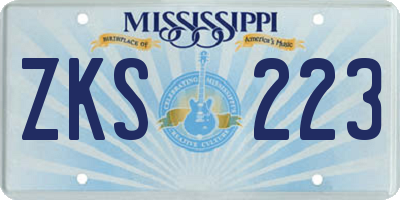 MS license plate ZKS223