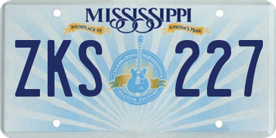 MS license plate ZKS227