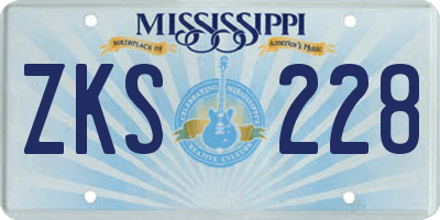 MS license plate ZKS228