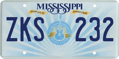 MS license plate ZKS232