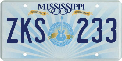 MS license plate ZKS233