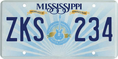 MS license plate ZKS234