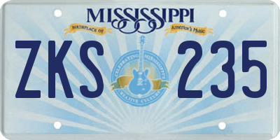 MS license plate ZKS235