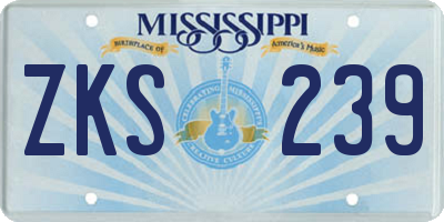 MS license plate ZKS239