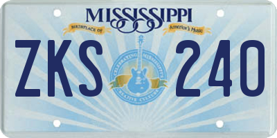 MS license plate ZKS240