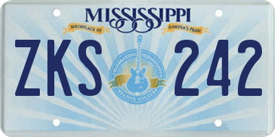 MS license plate ZKS242