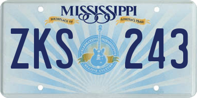 MS license plate ZKS243