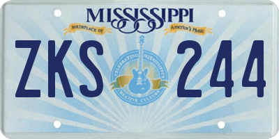 MS license plate ZKS244