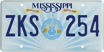 MS license plate ZKS254