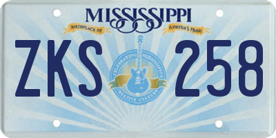 MS license plate ZKS258