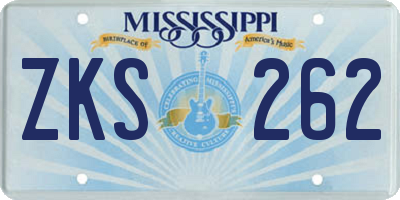 MS license plate ZKS262