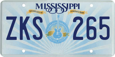 MS license plate ZKS265