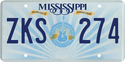 MS license plate ZKS274