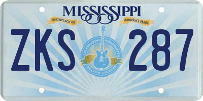 MS license plate ZKS287