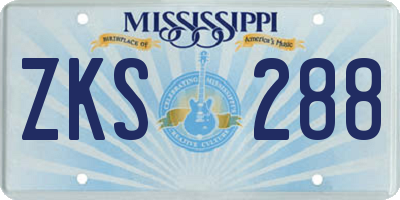 MS license plate ZKS288