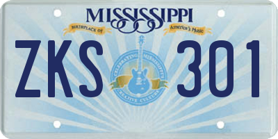MS license plate ZKS301