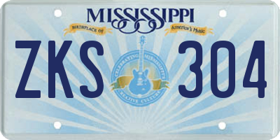 MS license plate ZKS304
