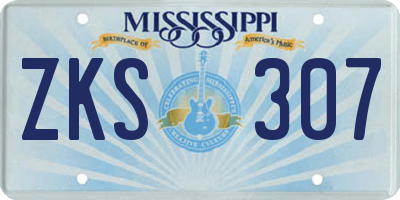 MS license plate ZKS307