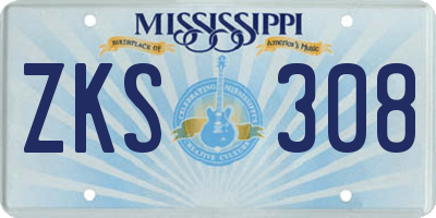 MS license plate ZKS308